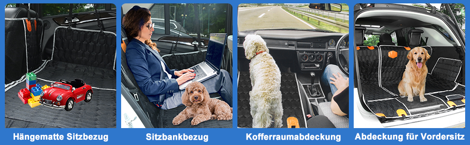 Автомобільна підстилка для собак OneAmg - захист заднього сидіння, з вікном, боковими бар'єрами, кріпленням для безпеки, чорна або сіра, 130 x 139 см