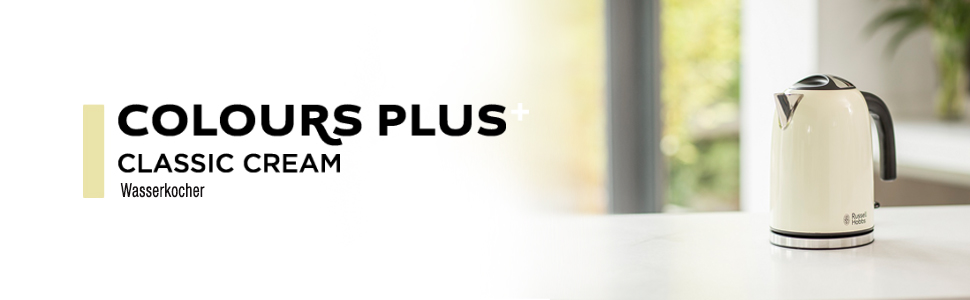 Електричний чайник Russell Hobbs 1.7л, 2400W, Edelstahl Creme, з функцією швидкого кип'ятіння, фільтр від накипу, оптимальна виливна горловина, індикатор рівня води