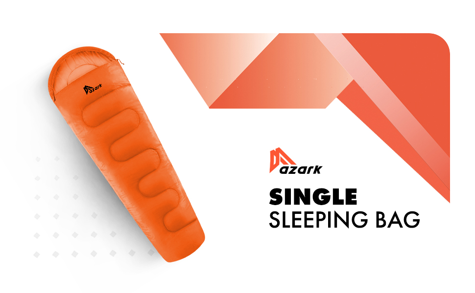 Спальний мішок Azark Premium, 350 г/м², легкий та водонепроникний, 4-сезонний для кемпінгу, трекінгу та відпочинку на природі. Підходить для дорослих та дітей. Помаранчевий колір.