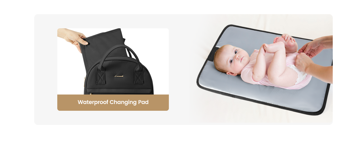 Рюкзак-переноска LOVEVOOK для мами та тата: рюкзак-сумка для догляду за дитиною з пеленальною підкладкою та ременями для дитячої коляски, чорний M