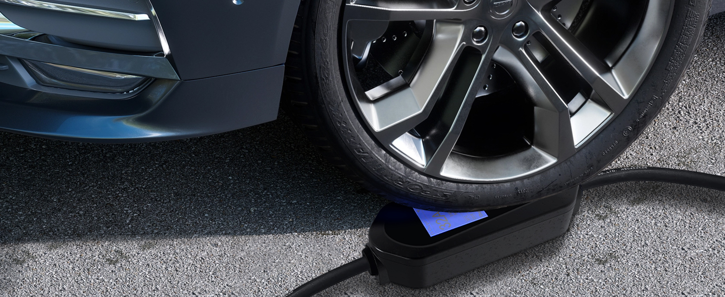 Мобільна зарядка для електромобіля 7kW CEE 32A, кабель Type 2, 5м, 1-фазна, 8-32A, з цифровим дисплеєм