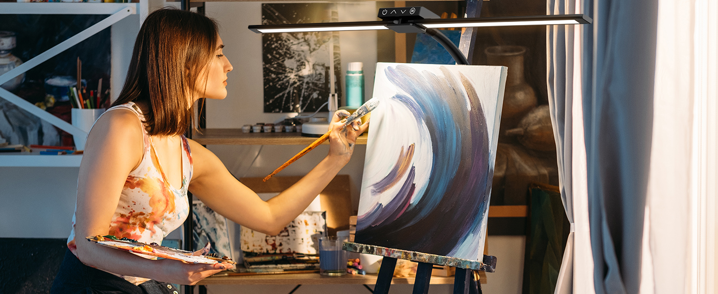 Світлодіодна лампа VUENICEE для столу з регулюванням яскравості та пультом дистанційного керування, 20W, кріплення-прищіпка, офісна лампа, 5 режимів кольору та яскравості, гнусий