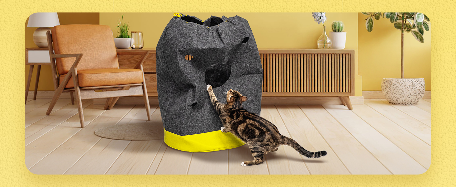 Килимок-іграшка для котів з тунелем, інтерактивна іграшка-центр активностей, розвиваюча іграшка для котів, килимок-іграшка для котів (L)