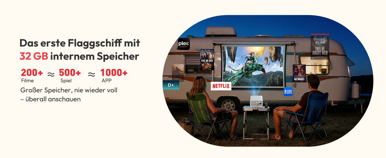 Проектор Smart Beamer N6 Pro: 4K, Full HD, WiFi 6, Автофокус, Netflix, Android/iPhone, для дому та на вулицю