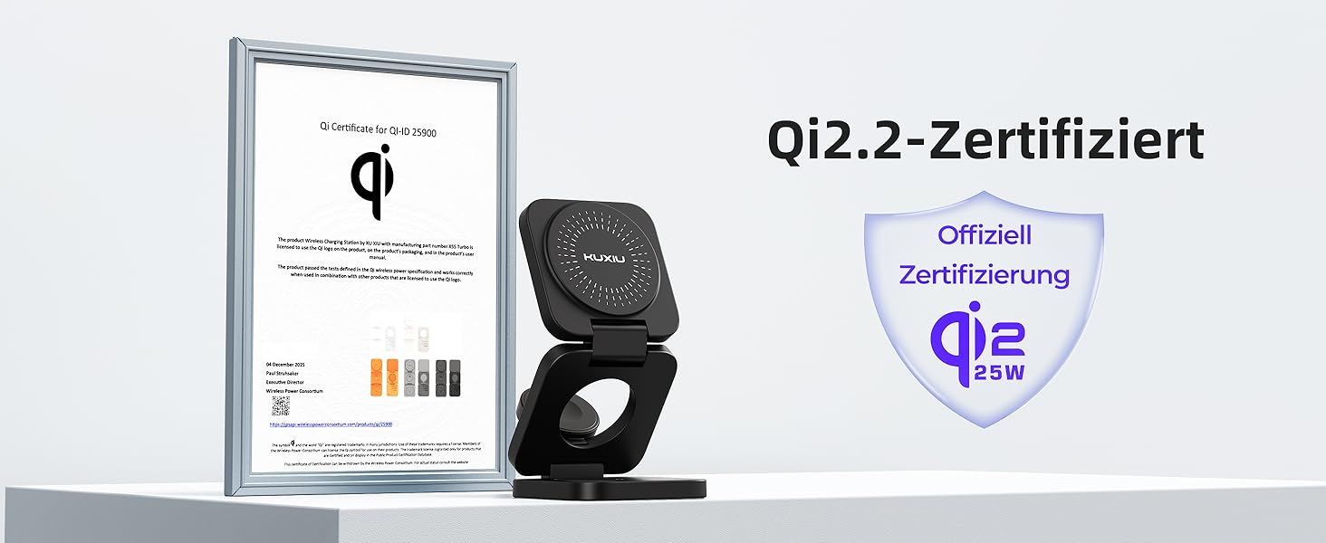 Зарядний пристрій KU XIU X55 Turbo Qi2.2 25W 3-в-1 для Apple Watch, iPhone 17-12 та AirPods, магнітний складаний стенд, адаптер 45W (Чорний)