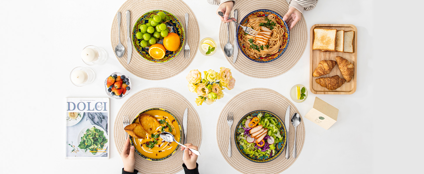 Набір супових тарілок Vancasso (6 шт) з порцеляни, 840 мл – для супу, салату, рамену, мюслі, пасти та десерту