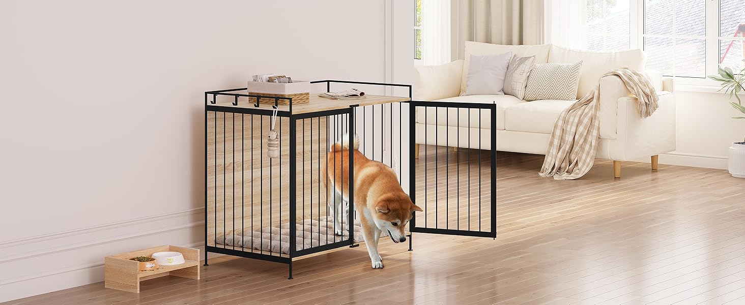 Клітка для собак EUGAD з дерева, переносна будовушка для дому, XXL, для малих/середніх собак, 104x92x60 см, міцна