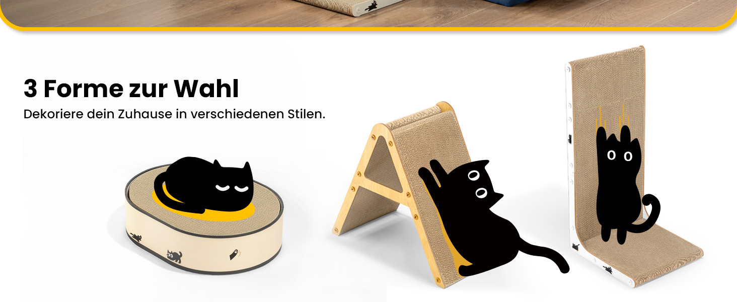 Кігтеточка для котів з коробкою та 4 змінними шарами з картону - великі кігтешні меблі з міцного гофрокартону, двосторонні шари з картону з наклейками DIY - лежанка для котів у квартирі, захист меблів. Велика коробка для котів + 4 кігтешні стовпчики + наклейки (великий, L-подібний)