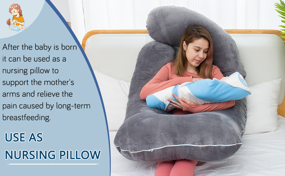 Подушка для вагітних AS AWESLING U-подібної форми, повного тіла, для годування, підтримки, знімний чохол (зелений, з піною з пам'яті)