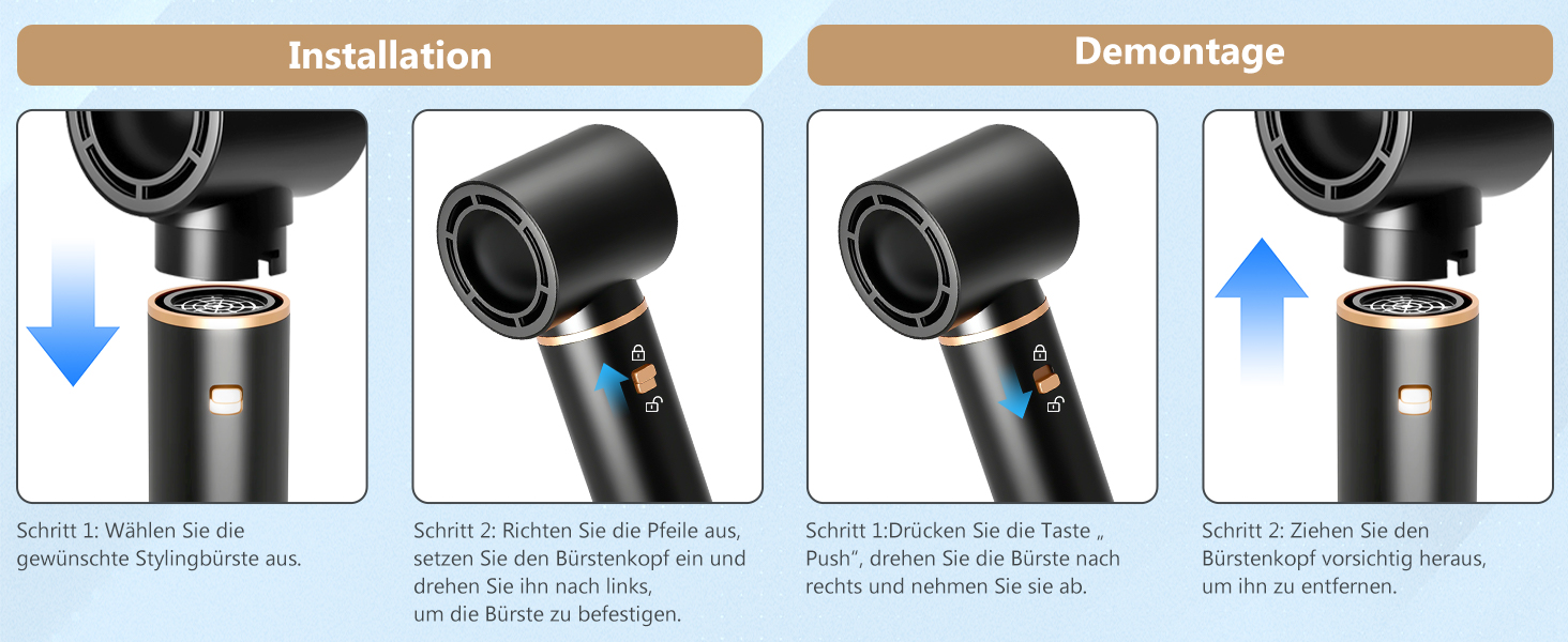 RUIZHI Airstyler 5 в 1: Фен-щітка для волосся з 5 насадками, 110000 обертів/хв, 3 температурні режими, для об'єму, локонів та випрямлення волосся