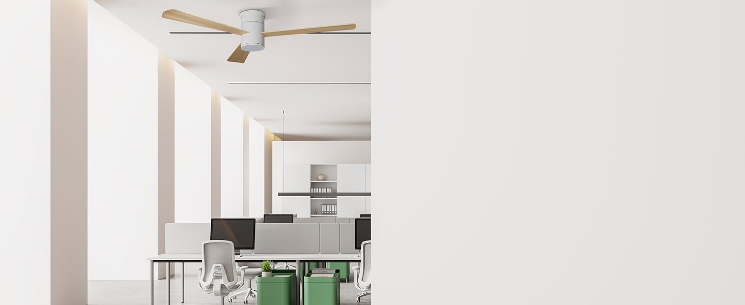 Стеляний вентилятор Noaton® Fornax Weiß з підсвічуванням, діаметр 132 см, DC мотор 40 Вт, регульоване LED-освітлення 22 Вт, 3 колірні температури, пульт дистанційного керування, таймер, повітряний потік до 185 м³/хв (Zoya WL)