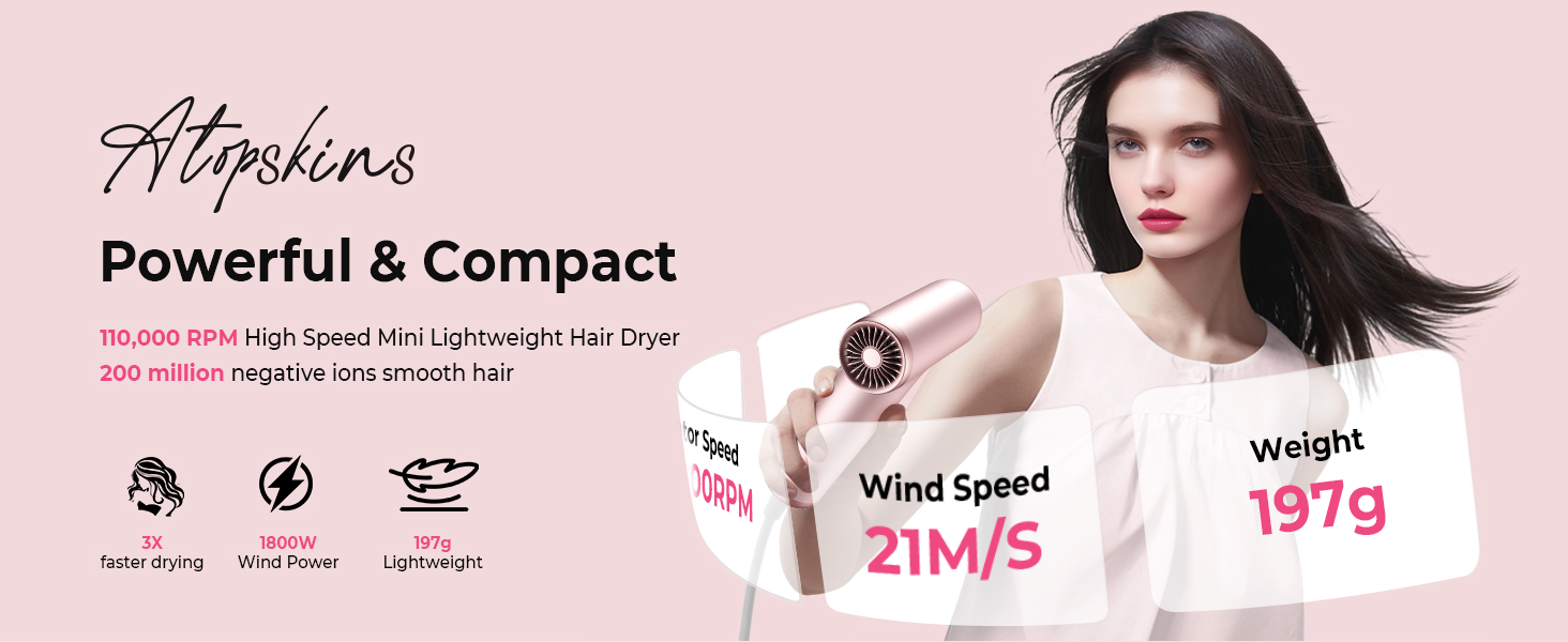 Atopskins Airstyler: Набір для укладки волосся 6 в 1 (фен-щітка, плойка, об'єм, укладка, рожевий)