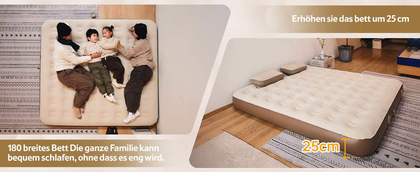 Надувний матрац Naturehike 2 персони з електричним насосом, 200x150x25 см, самонадувний, преміум-якість, для кемпінгу та дому