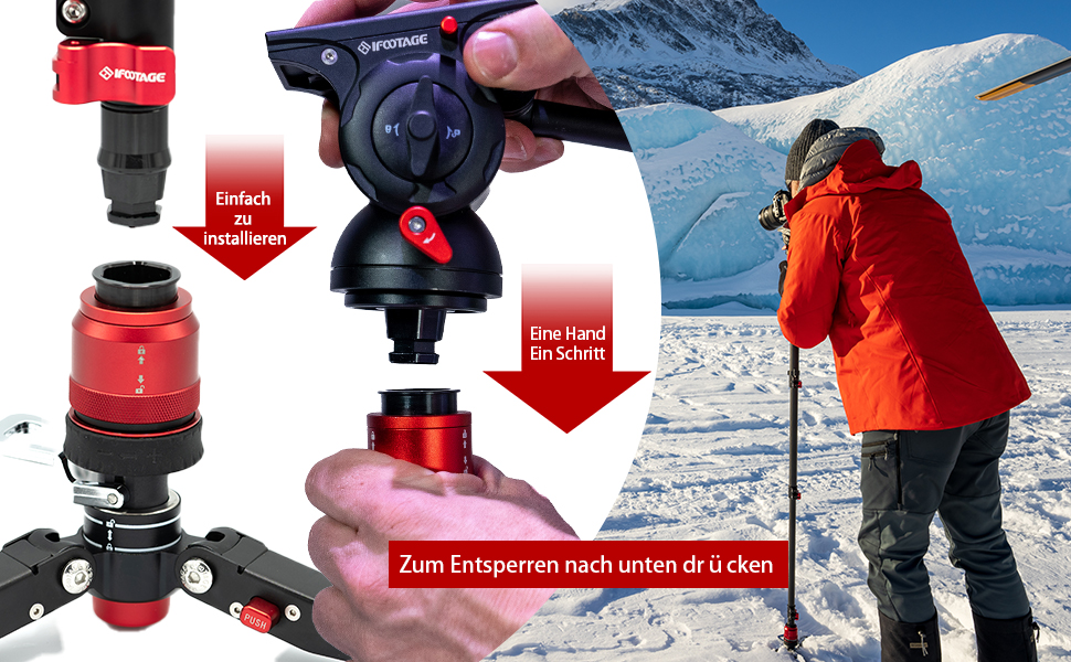 Штатив монопод IFOOTAGE Cobra 3 C180F-P з вуглецевого волокна, 181 см, максимальне навантаження 8 кг