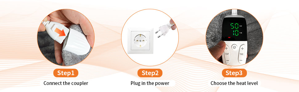 Електрична гріюча ковдра TOHDNC 180x150 см, фланель, 6 режимів нагріву, таймер, захист від перегріву