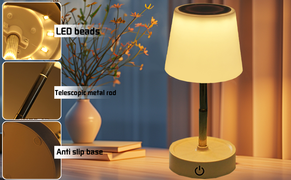 Настільна LED лампа акумуляторна 2 шт., телескопічна, з USB зарядкою, диммер сенсорний, нічник для спальні, вітальні, приліжкова