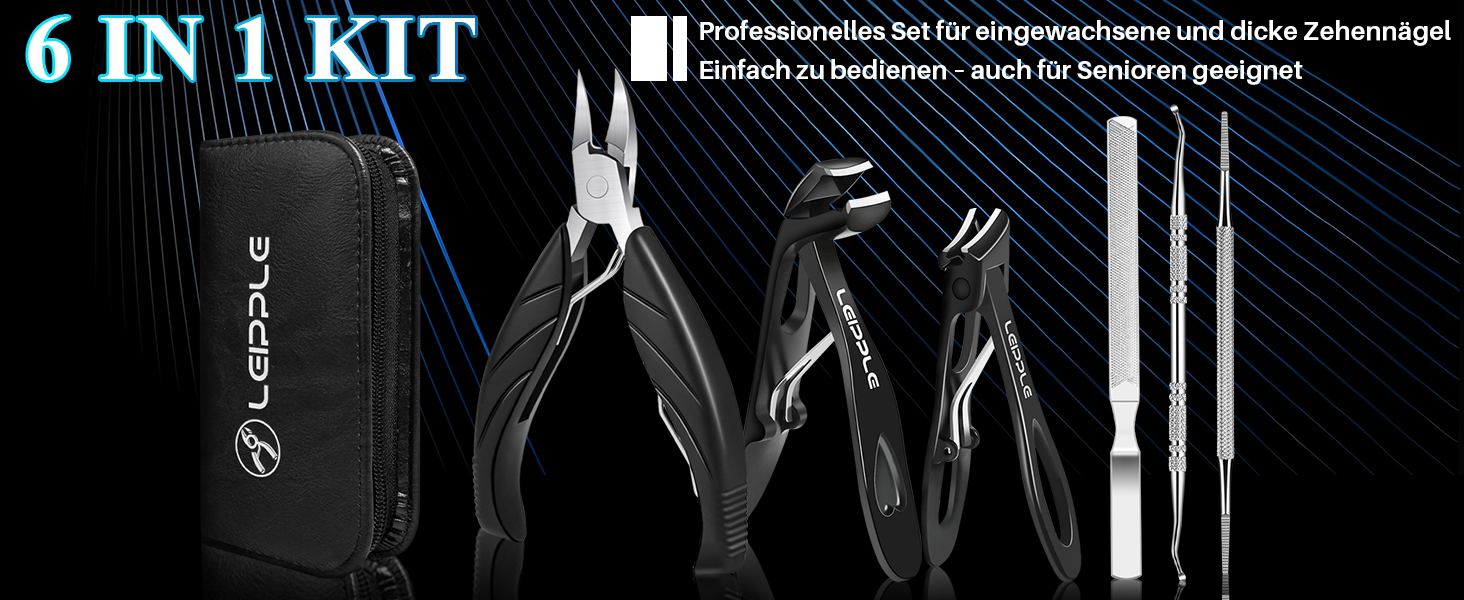Професійний нігтеріз для нігтів на ногах - нігтеріз для пальців ніг, великий для людей похилого віку, товсті нігті з широким отвором, гострий інструмент для обрізання нігтів, набір для догляду за нігтями з довгим руків'ям та скошеним вигином леза для чоловіків та жінок, чорний