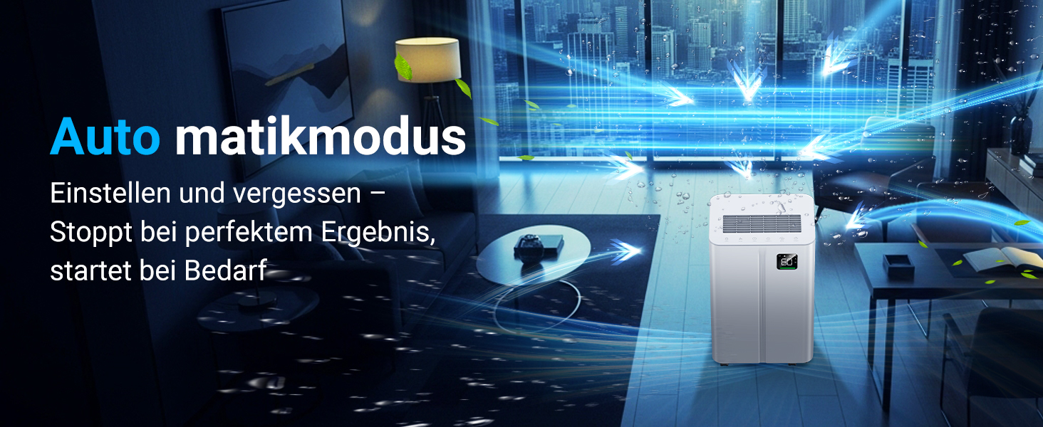 Електричний осушувач повітря 20л/день з датчиком вологості та LED дисплеєм, таймером, 3 режими, для спальні, офісу, підвалу, безперервна подача, білий