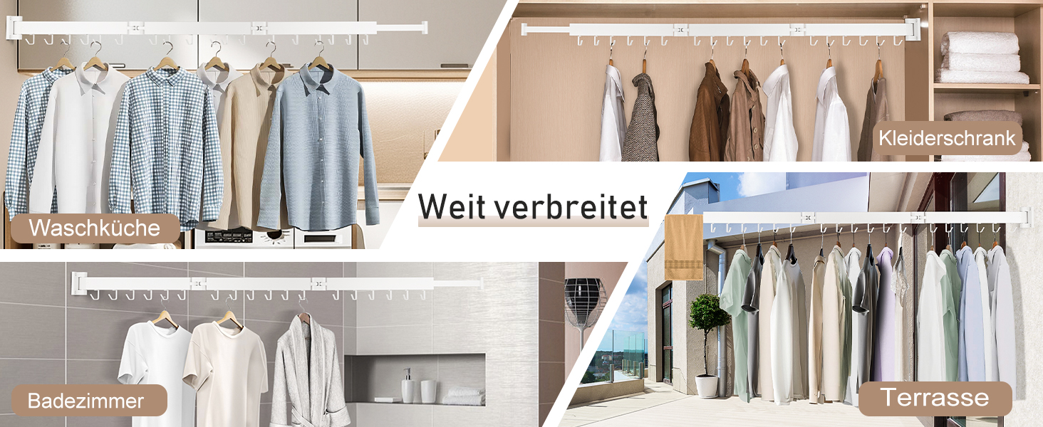 Настінна сушарка для білизни, розкладна, 3-секційна, біла. Максимальне навантаження 68 кг, 120 см (50 дюймів у складеному стані). Економія місця, ідеально для невеликих осель, білий колір.