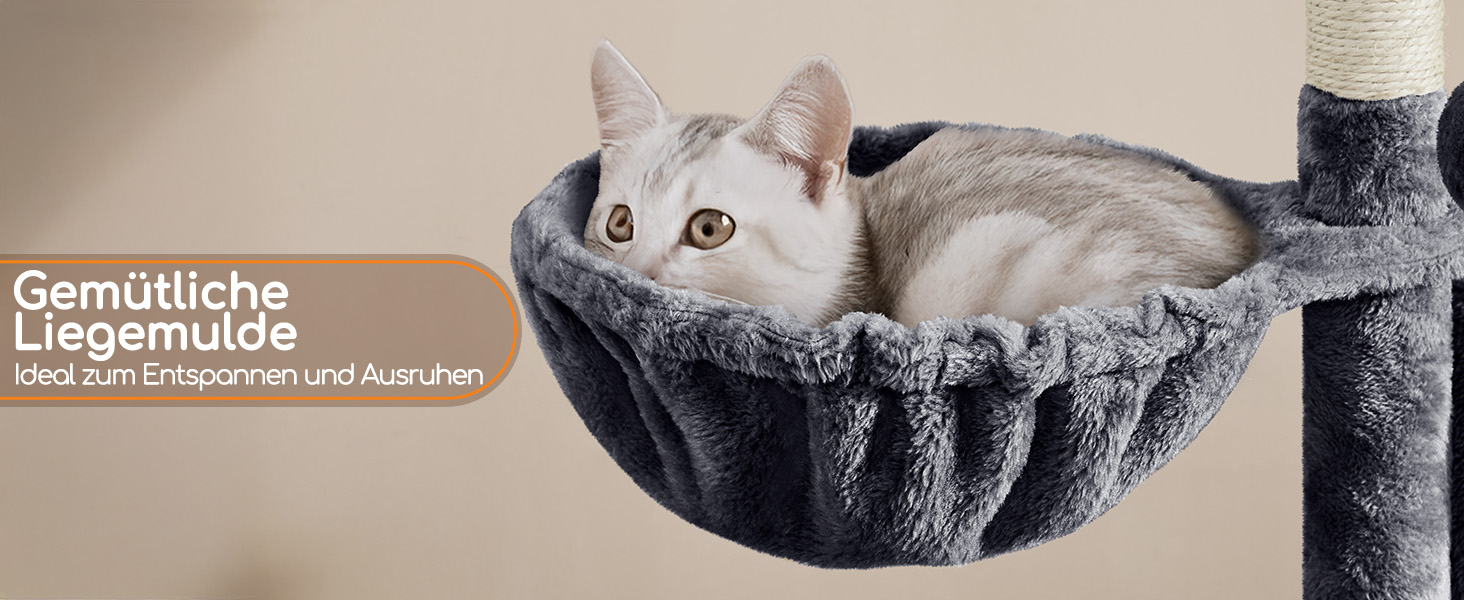 Котячий будиночок Yaheetech 107 см: стабільний комплекс з когтеточкою, будиночком та ігровим майданчиком, сізаль, плюш, темний сірий