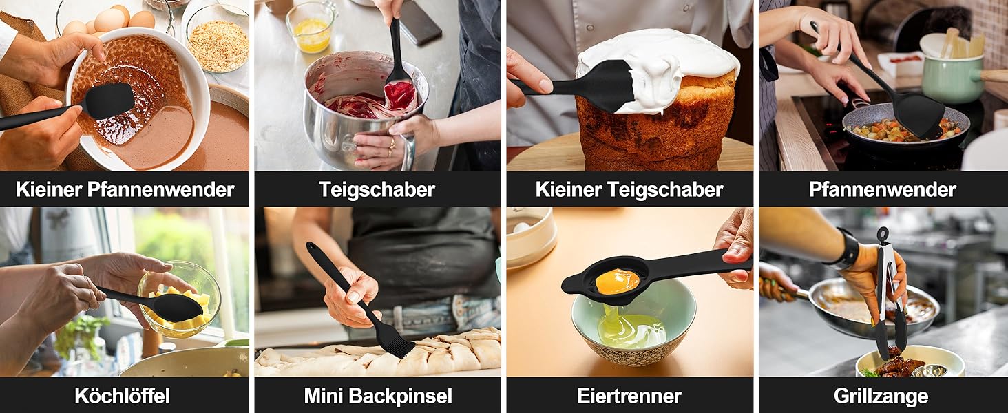 Набір кухонних аксесуарів Homikit 16 шт. з тримачем, кухонне приладдя, посуд, чорний