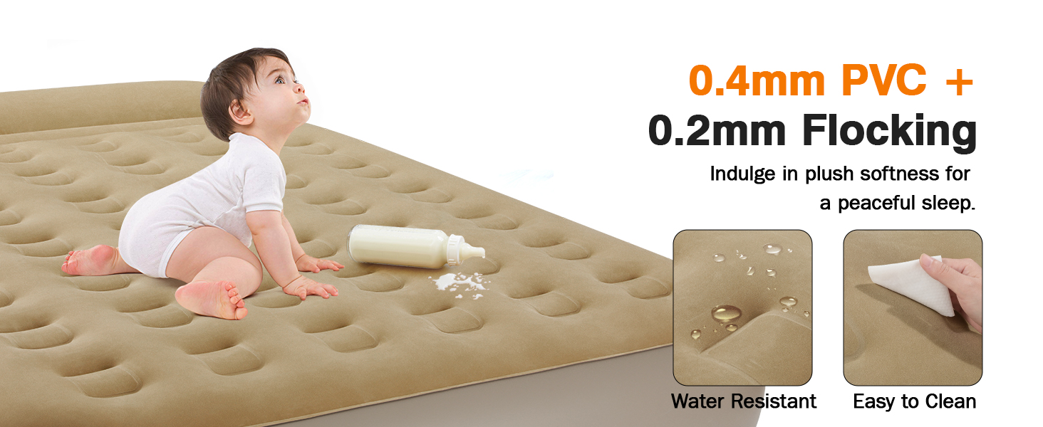 Надувне ліжко Lewondr на 2 особи з вбудованим насосом, комфортна повітряна матрац, самонадувна ліжко для кемпінгу, дому, гостей, подорожей (300 кг MAX), (203x152x33 см, Хакі)