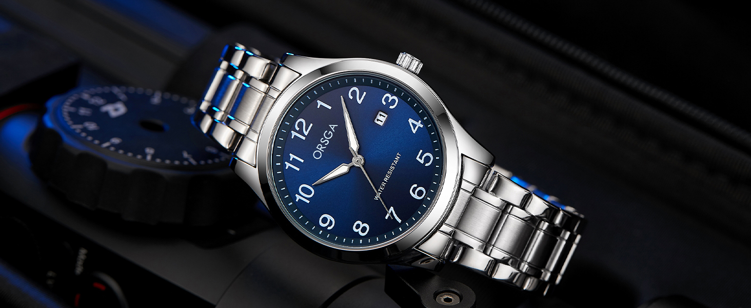 Годинник чоловічий CIVO з великими цифрами: аналоговий, водонепроникний, з датою, свідовий, для людей з поганим зором, з нержавіючої сталі, чорний