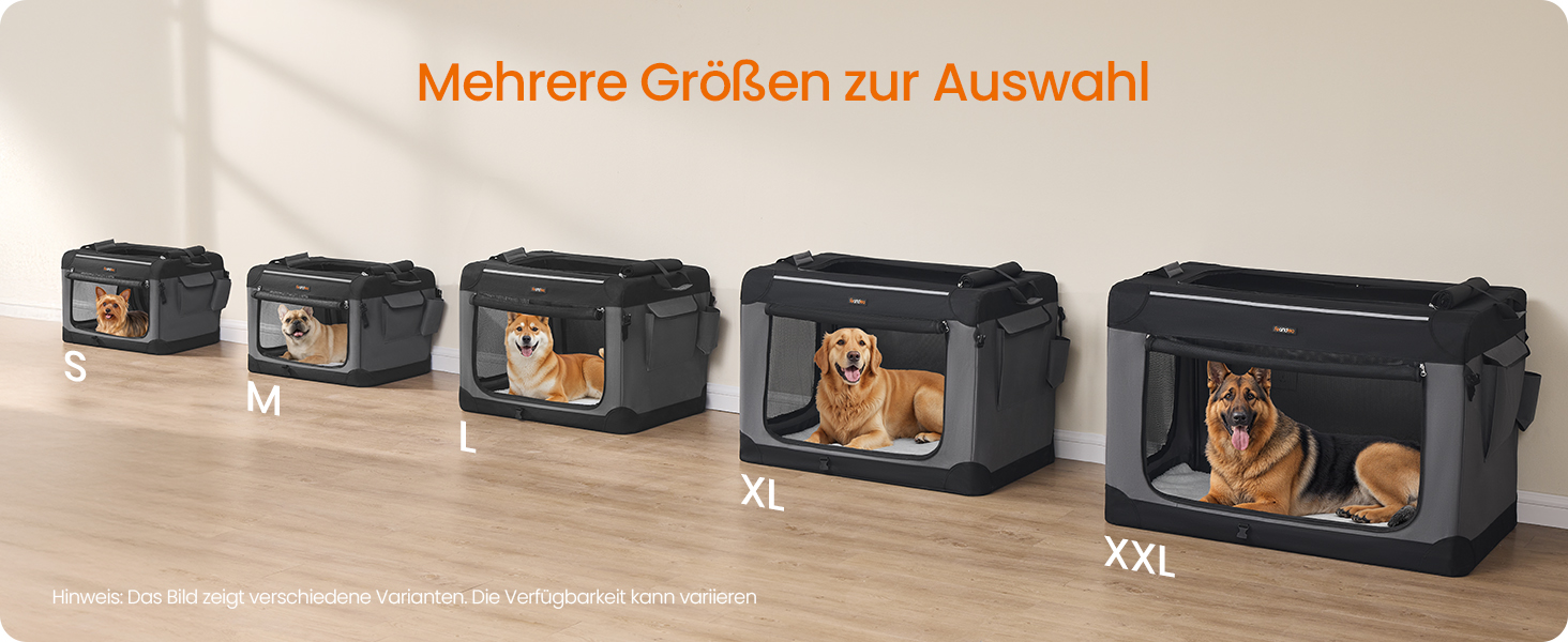 Кія Транспортна переноска для собак Feandrea, 50x35x35 см, чорна, з місткістю для води та корму