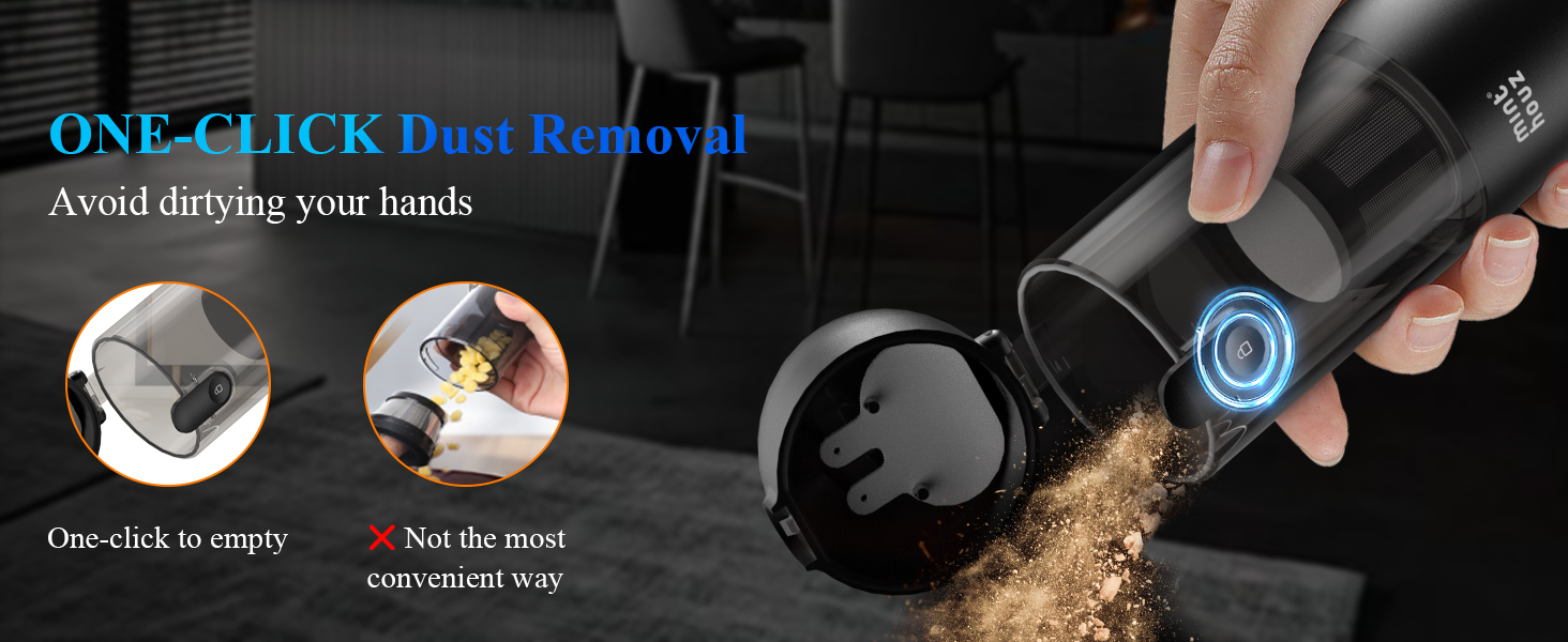 Портативний бездротовий пилосос Minthouz 20 KPa з LED-підсвічуванням, швидка зарядка QC 3.0, для авто, дому та офісу