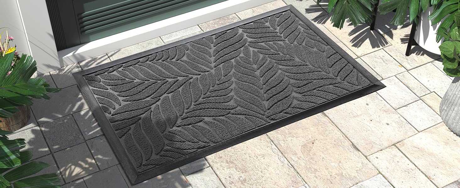 Килимок для входу Yimobra, 75 x 43 см, чорний - антиковзаюча, миється, для дому та вулиці | Килимок від бруду та пилу