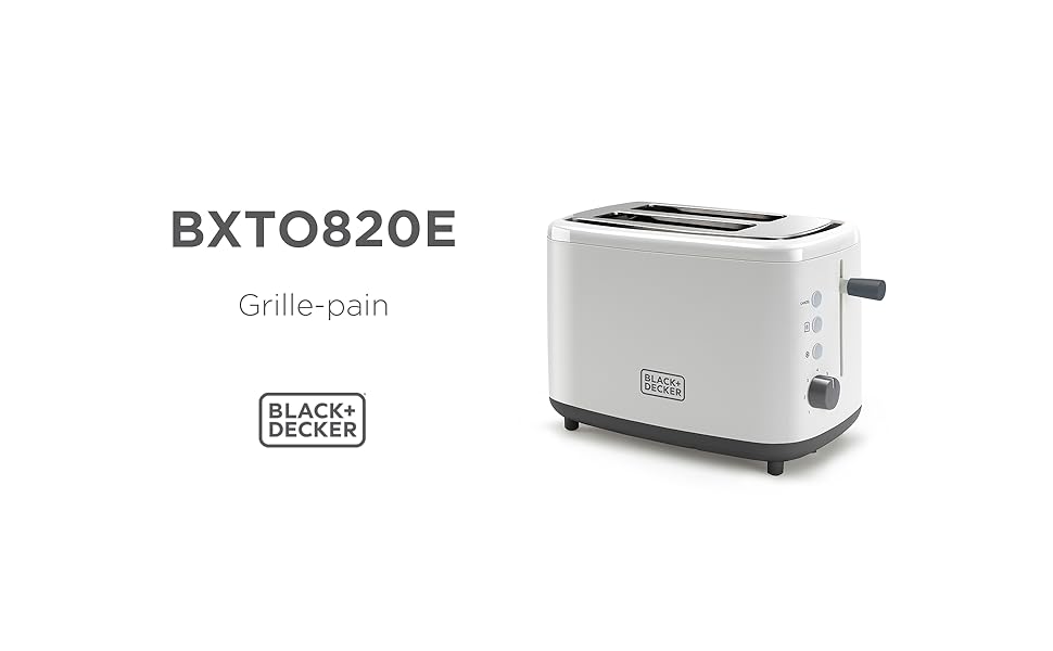 Тостер Black+Decker BXTO1001E, 1000 Вт, 2 слоти, 7 рівнів підсмажування, білий