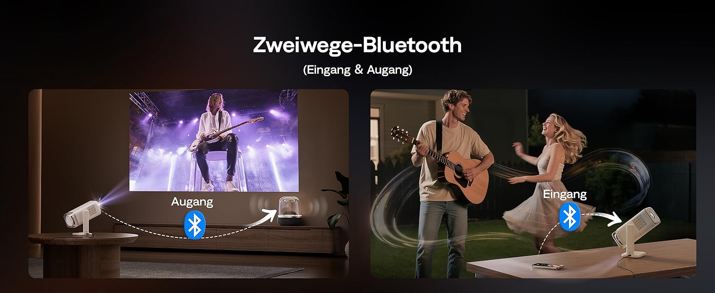 Smart проєктор Aurzen Boom Air Mini Beamer з Google TV та Netflix, 4K, USB-C, Dolby Audio, WiFi, Bluetooth, TOF автофокус, обертовий стійкий, кремовий