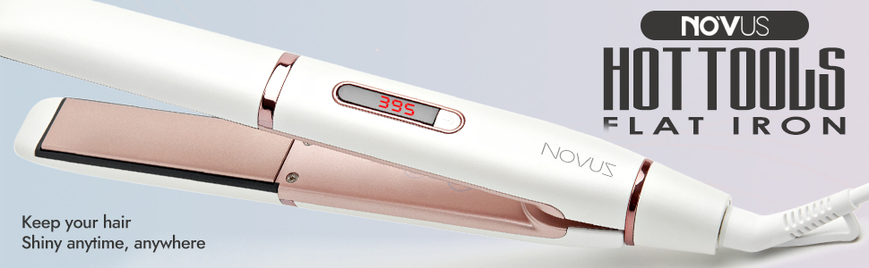 Випрямляч та плойка для волосся NOVUS 2-в-1, 1 дюйм, кераміка, для подорожей, 110-240V, LCD-дисплей, швидкий нагрів, іонізація (білий)