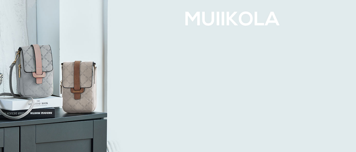 Сумка-органайзер на шию MUIIKOLA з RFID-захистом для телефону, велика місткість, екошкіра, чорно-коричнева