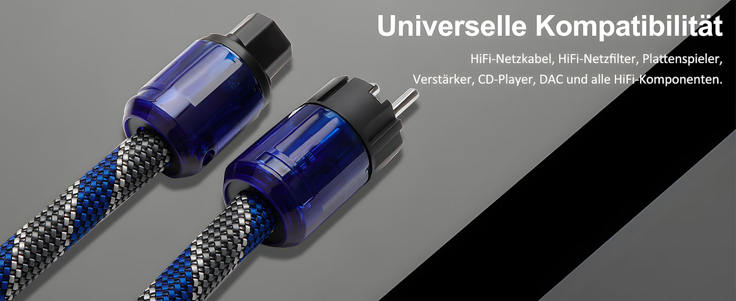 Hi-Fi мережевий кабель Monosaudio P037 1.5м, мідний екран OFC, 2-полюсний High-End кабель живлення AC з вилкою EU Schuko та роз'ємом IEC C15 для підсилювача, DVD, сабвуфера та декодера