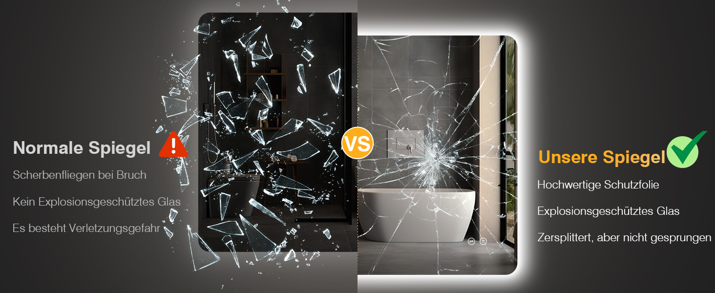 Дзеркало для ванної кімнати з підсвічуванням LED, 100x60 см, 3 кольори світла, диммування, пам'ять, сенсорне керування, IP44, вологостійке