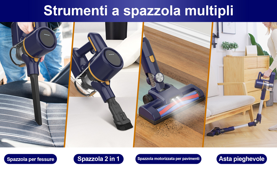 Бездротовий пилосос, електрична підміталка 6 в 1, 20 kPa, 40 хв роботи, LED-підсвічування, фільтри-губки, для підлоги, килима, шерсті тварин