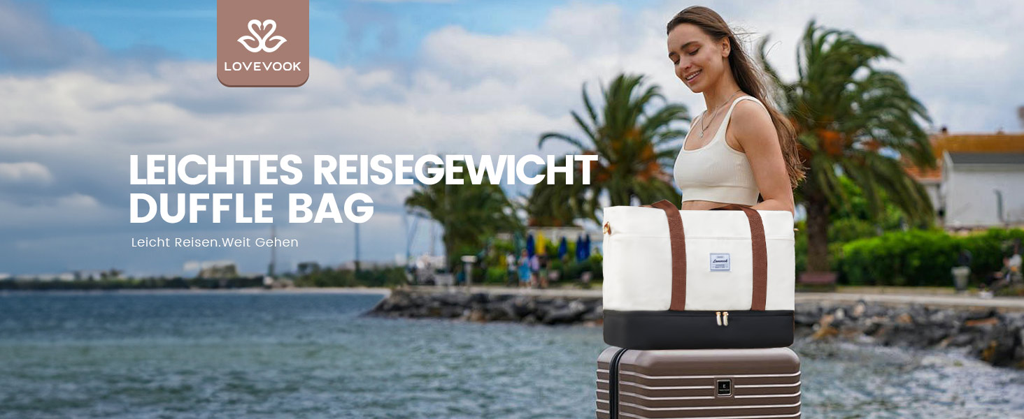 Сумка-рюкзак LOVEVOOK для жінок, 42L: водонепроникна дорожня сумка-мішок з відділенням для взуття, ідеальна для подорожей, спортзалу, пологів та Ryanair