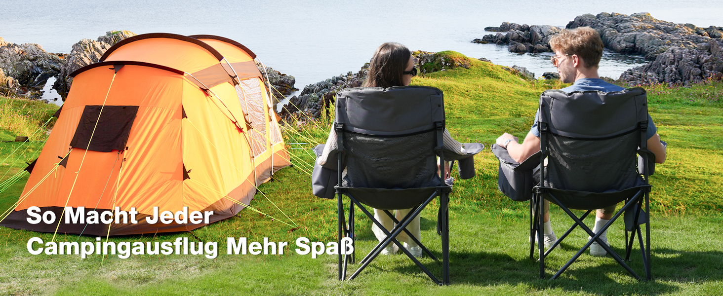 Розкладний стілець для кемпінгу RELAX FIELD 200KG з підстаканником та сумкою-холодильником, рибальський стілець, сірий (2 шт)