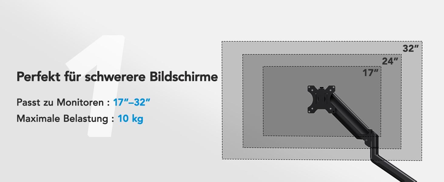 Кріплення для монітора HUANUO на 2 монітори, стабільне та ергономічне, до 32 дюймів, регульована висота, нахил та поворот, VESA 75/100, до 10 кг на кріплення