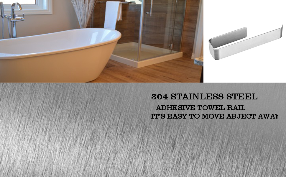 Тримач для рушників на липучці без свердління, сріблястого кольору, 25 см, для ванної кімнати