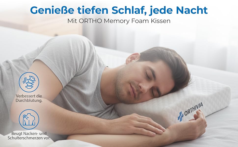 Ергономічна подушка для сну на боці з ефектом пам'яті (Memory Foam), біла