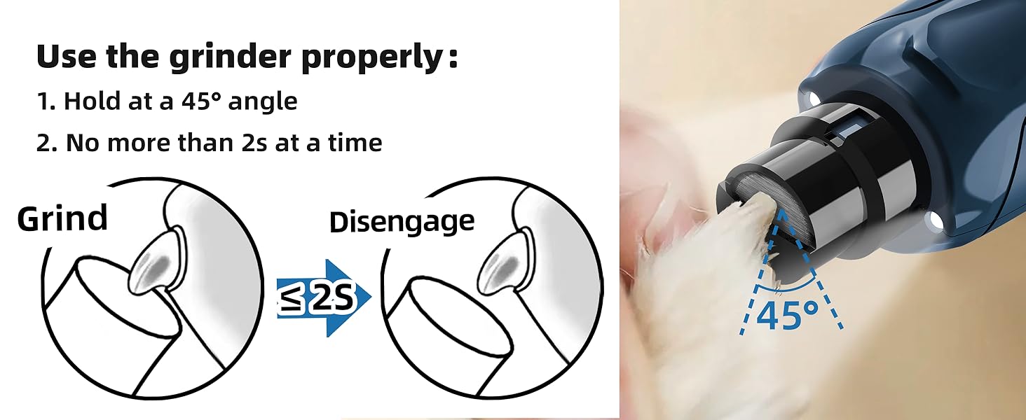 Електричний точилка для кігтів собак Casfuy - 6 режимів, 45 дБ, з LED-підсвіткою, для великих, середніх та малих порід, з захистом від пилу (білий/блакитний)