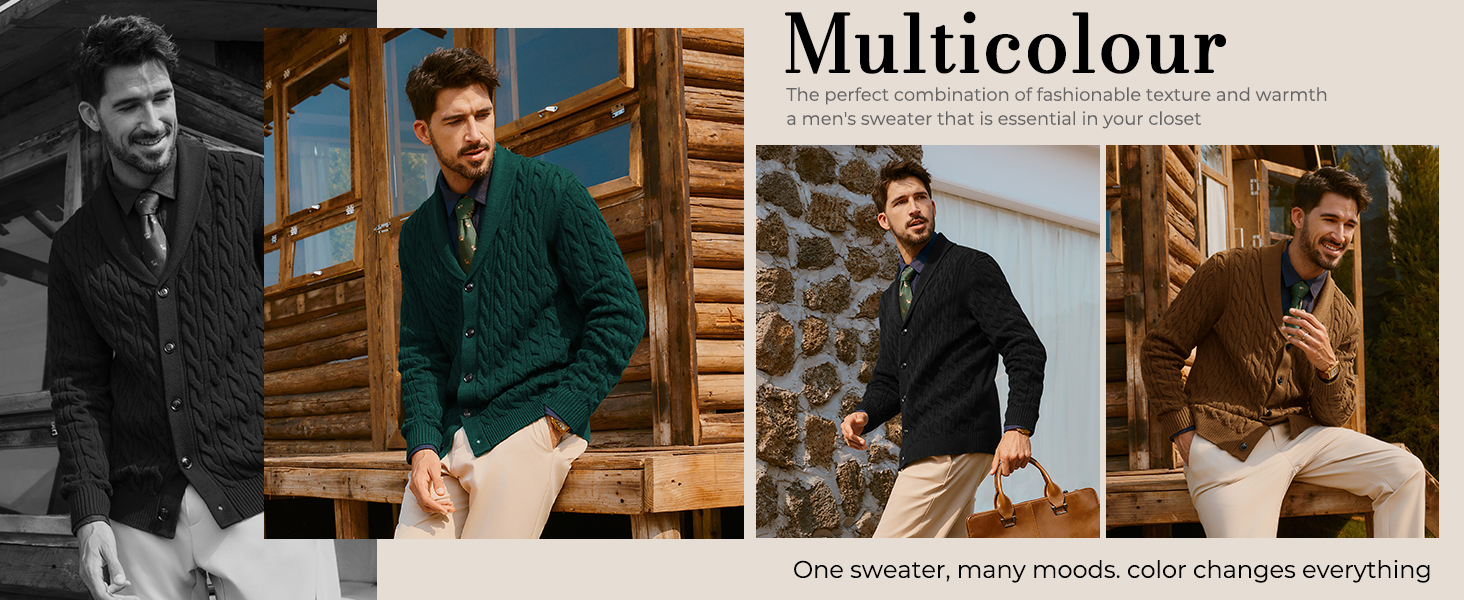 Кардиган чоловічий PJ PAUL JONES з коміром-шарфом, великий в'язання, чорний