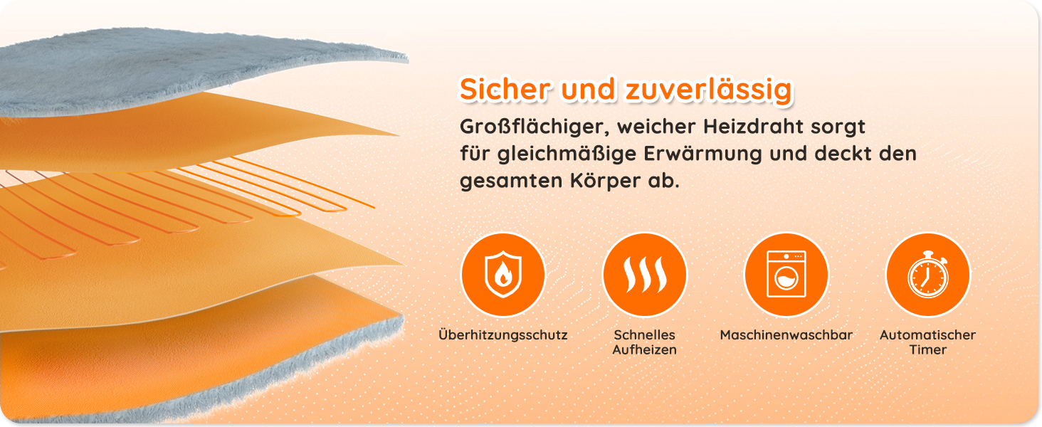 Електрична ковдра Mia&Coco з автовимкненням 180x130 см, 10 рівнів нагріву, таймер 9 годин, захист від перегріву, машинне прання, фланель, для ліжка, дивану та вітальні, сіра 130x180 см