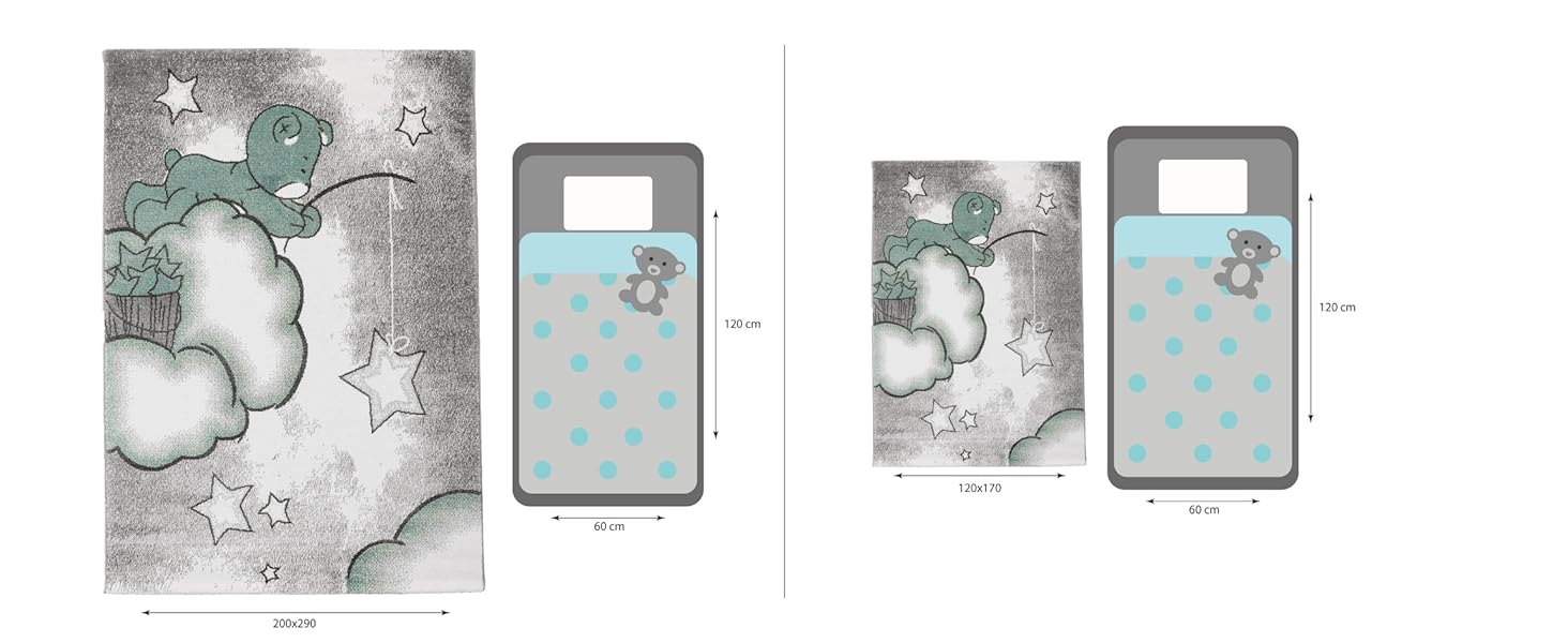 Дитячий килим круглий Elefant, короткий ворс, 120 см, блакитно-сірий. Килим в дитячу кімнату для дівчаток та хлопчиків, м'який, антиалергенний