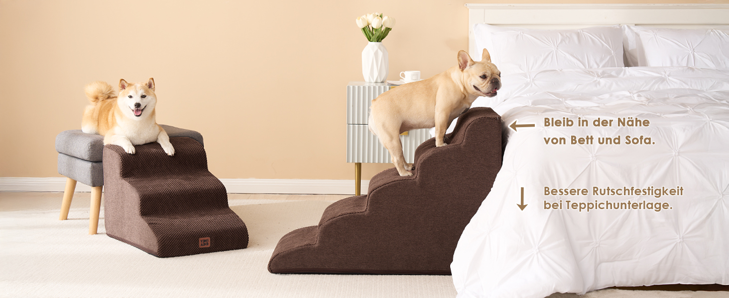 Сходинки для собак EHEYCIGA: компактні, 40 см, для маленьких собак, 3 сходинки, з миючим покриттям, сірі (T 72 x B 40 x H 50 см, коричневі)