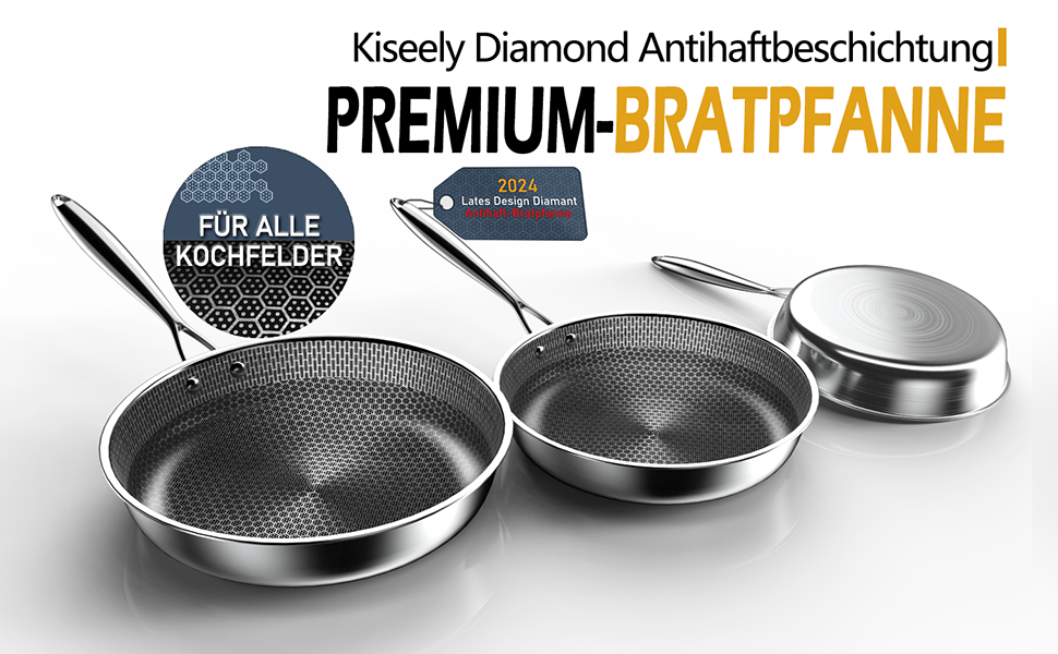 Набір сковорідок Hybrid 26см+28см+30см: антипригарне покриття, для всіх плит, з антинагрівальним ручками, безпечне миття в посудомийній машині та використання в духовці (PZ1)