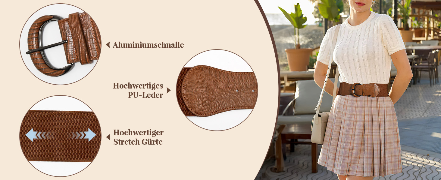 Жіночий широкий еластичний ремінь WERFORU для суконь та костюмів, чорний, обхват талії 94-107 см