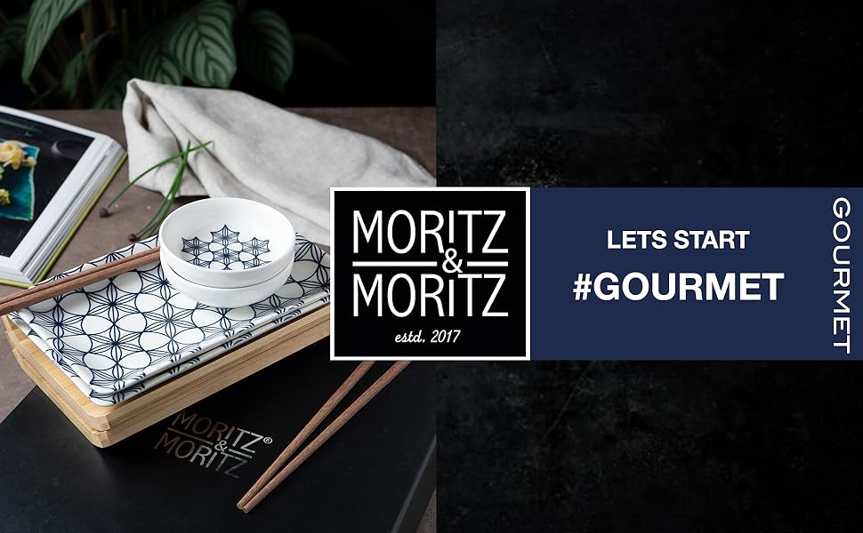 Набір посуду для суші Moritz & Moritz на 2 персони (8 предметів) - суші-сервіз з 2 тарілками, мисочками для соусу та палочками